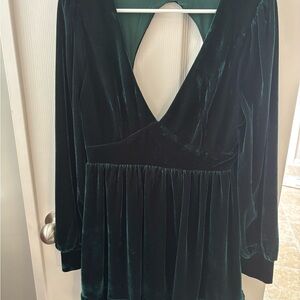 Lulu's Deep Green Velvet Backless Dress